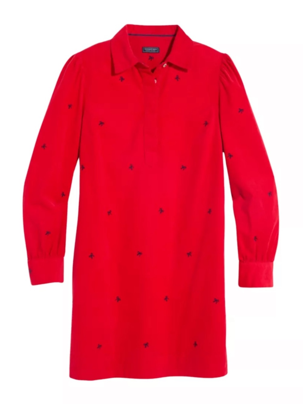 Vineyard Vines Corduroy Bow Popover Dress Red Size L